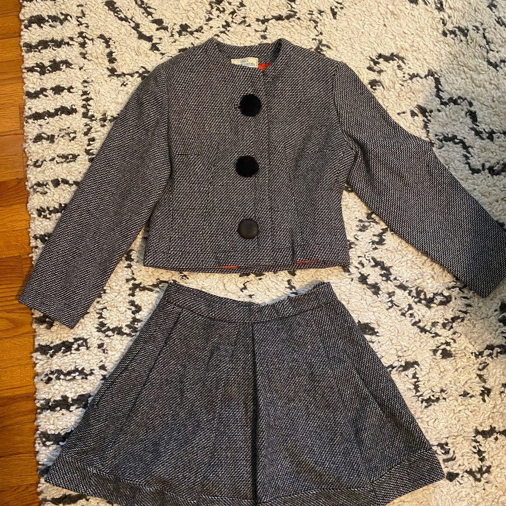 Vogue Paris Original vintage 1960s tweed skirt suit black and white